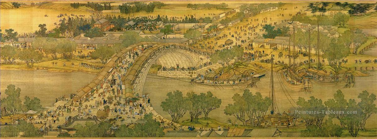 Zhang zeduan Qingming Riverside Seene partie 5 traditionnelle chinoise Peintures à l'huile